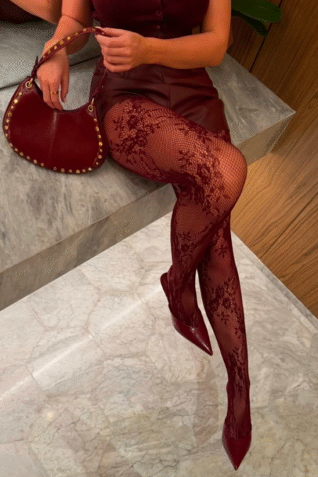 Bordeaux lillemustriga sukkpüksid